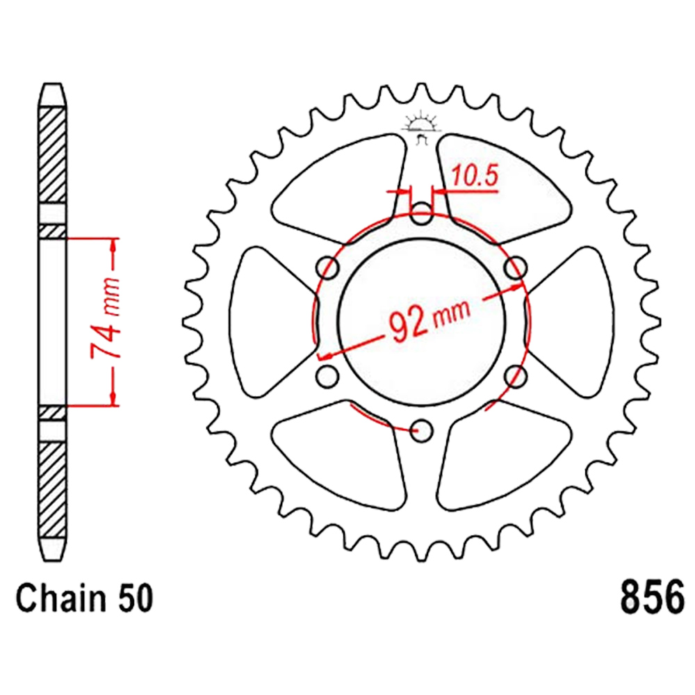 Zębatka tylna 856-45, 45 zębów, rozmiar 530