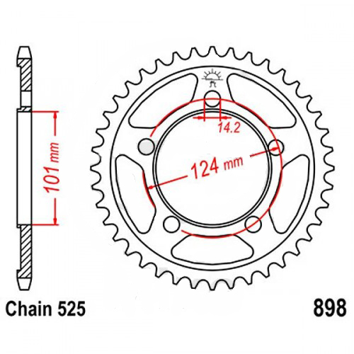 Zębatka tylna 898-38, 38 zębów, rozmiar 525
