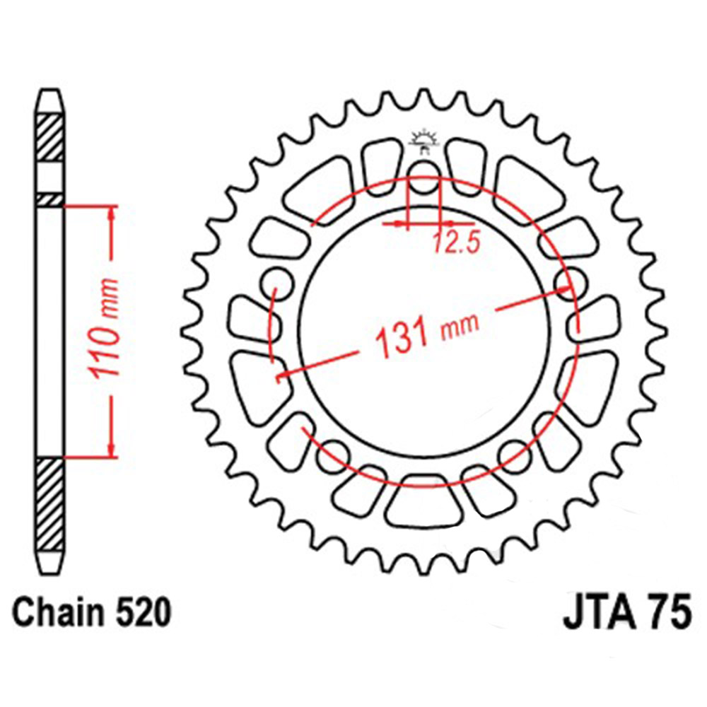 Zębatka tylna aluminiowa JT A 75-42 42Z rozmiar 520