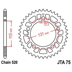  Zębatka tylna aluminiowa JT A 75-42 42Z rozmiar 520