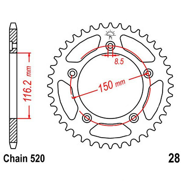 Zębatka tylna JT R28-43, 43Z, rozmiar 520
