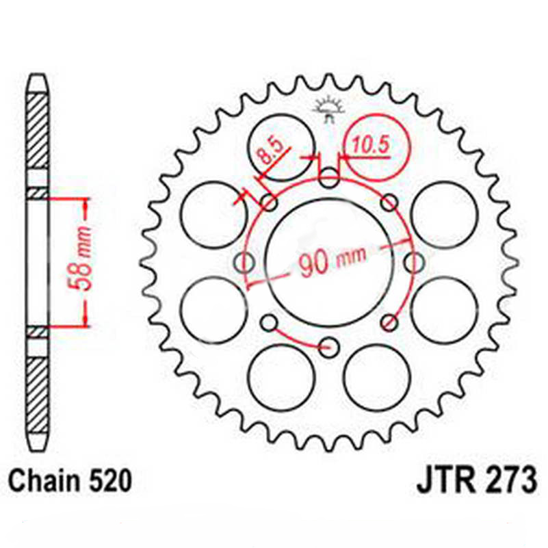 Zębatka tylna R273-39, 39 zębów, rozmiar 520 - Honda 125 Rebel, Shadow, Varadero, KTM Duke