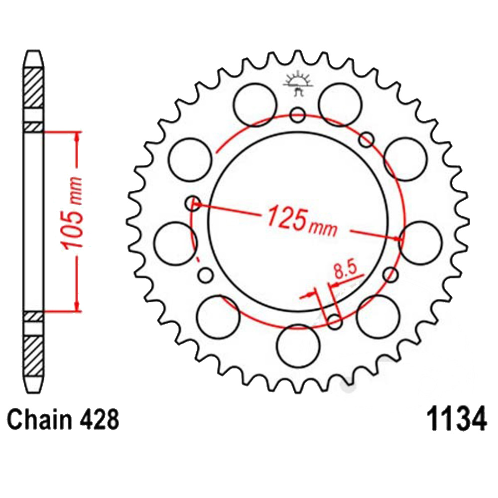 Zębatka tylna stalowa JT R1134-48 48Z rozmiar 428