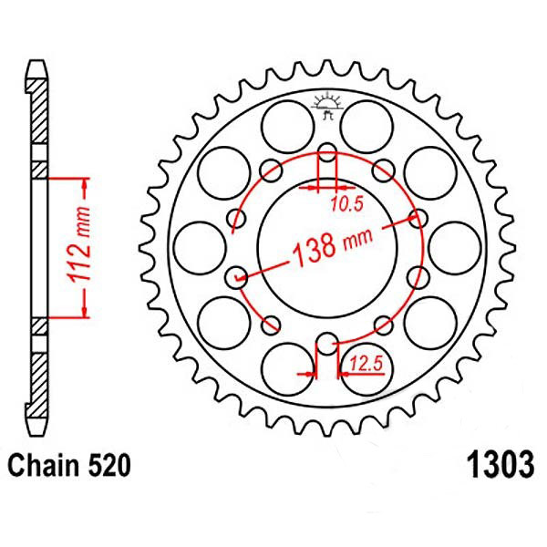 Zębatka tylna stalowa JT R1303-43 43Z rozmiar 520
