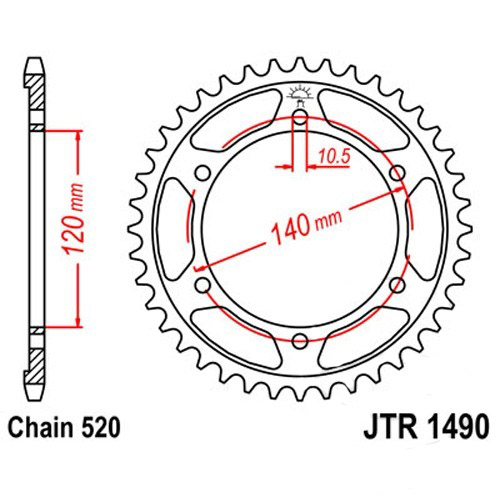 Zębatka tylna stalowa JT R1490-44, 44Z, rozmiar 520