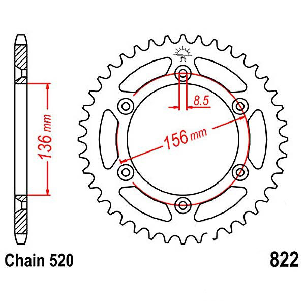 Zębatka tylna stalowa JT R822-53 53Z rozmiar 520