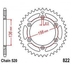  Zębatka tylna stalowa JT R822-53 53Z rozmiar 520